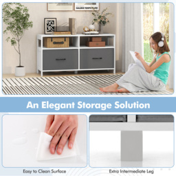 Costway 2 Drawer 2 Shelf White Fabric Storage TV Unit - Size: 112 x 38 x 15cm - Wilko - thumbnail 6