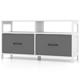 Costway 2 Drawer 2 Shelf White Fabric Storage TV Unit - Size: 112 x 38 x 15cm - Wilko - thumbnail 3
