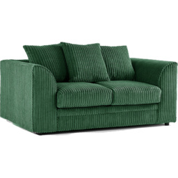 Luxor 2 Seater Green Jumbo Cord Scatter Back Sofa - Wilko - thumbnail 3