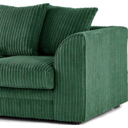 Luxor 2 Seater Green Jumbo Cord Scatter Back Sofa - Wilko - thumbnail 5