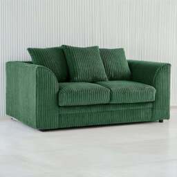 Luxor 2 Seater Green Jumbo Cord Scatter Back Sofa - Wilko - thumbnail 1