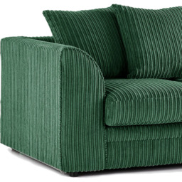Luxor 2 Seater Green Jumbo Cord Scatter Back Sofa - Wilko - thumbnail 4