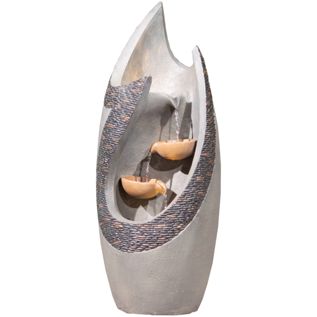 Garden Gear Cascading Wave Water Fountain with LED Light - Size: 36 x 33 x 75cm - Grey - Wilko - image 1
