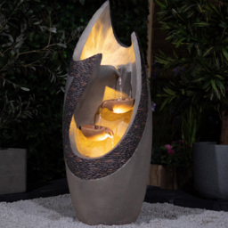 Garden Gear Cascading Wave Water Fountain with LED Light - Size: 36 x 33 x 75cm - Grey - Wilko - thumbnail 5