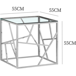 Comfy Living Silver Glass and Metal Square Side Table - Size: 55 x 55 x 55cm - Wilko - thumbnail 6