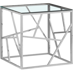 Comfy Living Silver Glass and Metal Square Side Table - Size: 55 x 55 x 55cm - Wilko - thumbnail 3