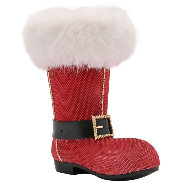 The Christmas Gift Co Fur Boot Wine Bottle Holder - Size: 27 x 17 x 22cm - Red - The Christmas Gift Co. - Wilko - image 1