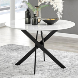 Furniturebox Arona Solara 6 Seater Round Dining Set White Gloss Black and Grey - Wilko - thumbnail 3