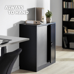 tectake 2 Door 3 Shelf Black Filing Cabinet - Size: 90 x 40 x 90cm - Wilko - thumbnail 4