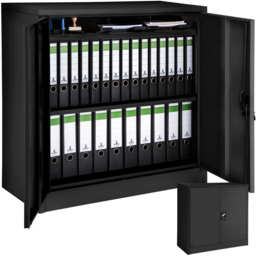 tectake 2 Door 3 Shelf Black Filing Cabinet - Size: 90 x 40 x 90cm - Wilko - thumbnail 3