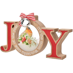 The Seasonal Gift Co. Robin Joy Mantle Plaque - Size: 10 x 18 x 4.5cm - Red - Wilko - thumbnail 3