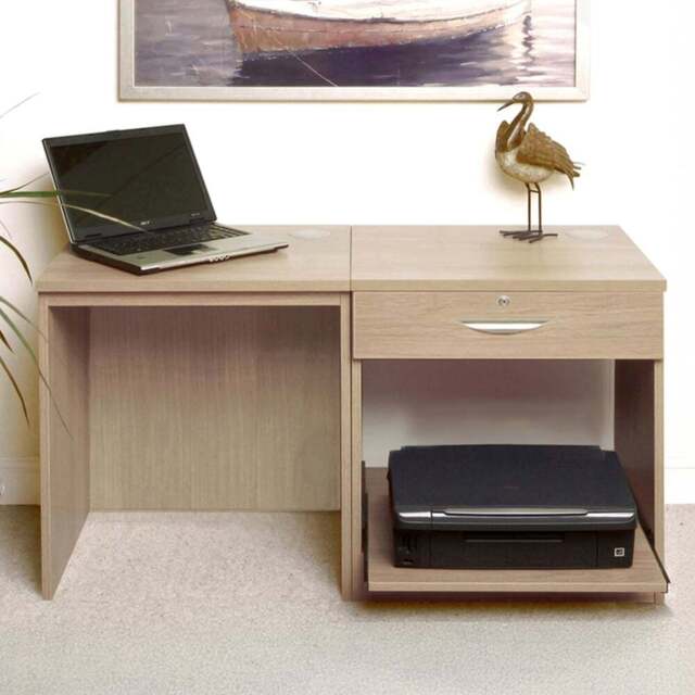 R White Cabinets 3 Drawer Brown Set-01 Desk with Printer Shelf - Size: 72.8 x 120 x 54cm - Wilko - image 1