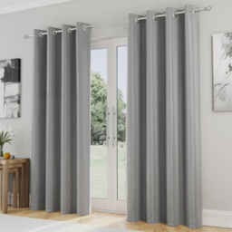 Enhanced Living Supersoft Grey Blackout Eyelet Thermal Curtains 229 x 229cm - Wilko - thumbnail 1