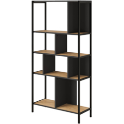 Decortie Midi 5 Shelf Oak Silky Black Modern Tall Bookcase - Size: 175 x 88 x 35cm - Multi - Wilko - thumbnail 3