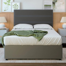Bedmaster Small Double Graphite Plush Velvet Divan Base with Milan Headboard - Grey - Wilko - thumbnail 1
