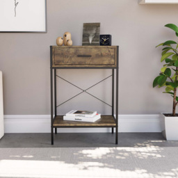Home Vida Brooklyn Single Drawer Dark Wood Industrial Console Table - Size: 34 x 50 x 74cm - Brown - Wilko - thumbnail 7