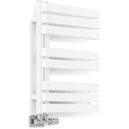 Terma Warp S Matt White Heated Towel Rail 1535 BTU 655 x 500mm - Size: 65.5 x 50 x 11.2cm - Wilko