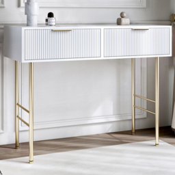 CARME Home Esme 2 Drawer White Dressing Table - Size: 36 x 55 x 120cm - Wilko