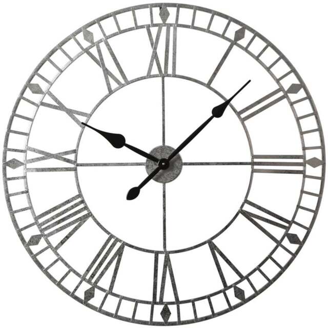 EOS Silver Foiled Skeleton Wall Clock with Roman Numerals 80cm - Size: 80 x 80 x 2cm - Home Garden Direct - Wilko - image 1
