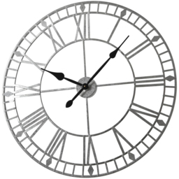EOS Silver Foiled Skeleton Wall Clock with Roman Numerals 80cm - Size: 80 x 80 x 2cm - Home Garden Direct - Wilko - thumbnail 4