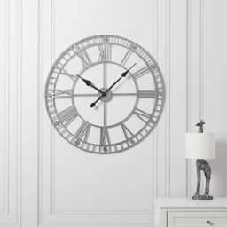 EOS Silver Foiled Skeleton Wall Clock with Roman Numerals 80cm - Size: 80 x 80 x 2cm - Home Garden Direct - Wilko - thumbnail 3