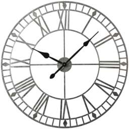 EOS Silver Foiled Skeleton Wall Clock with Roman Numerals 80cm - Size: 80 x 80 x 2cm - Home Garden Direct - Wilko
