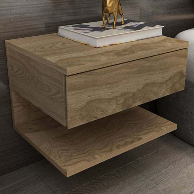 Decorotika Vivid Modern Single Drawer Sapphire Oak Bedside Table - Gold - Wilko - image 1