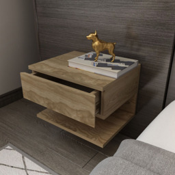 Decorotika Vivid Modern Single Drawer Sapphire Oak Bedside Table - Gold - Wilko - thumbnail 7