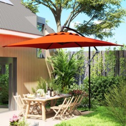 Outsunny Orange Crank and Tilt Cantilever Parasol with Cross Base 3m - Wilko - thumbnail 5