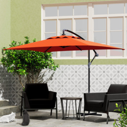 Outsunny Orange Crank and Tilt Cantilever Parasol with Cross Base 3m - Wilko - thumbnail 4
