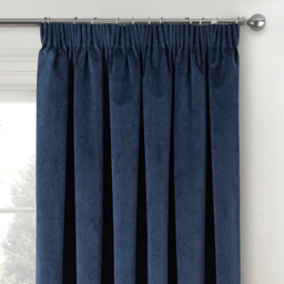 Enhanced Living Oxford Navy Thermal Blackout Pencil Pleat Velvet Curtains 117 x 183cm - Blue - Wilko - thumbnail 3