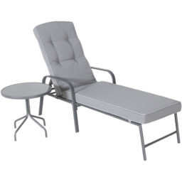 Rowly Grey Sun Lounger and Side Table Set - Wilko - thumbnail 5