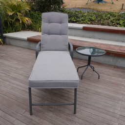 Rowly Grey Sun Lounger and Side Table Set - Wilko - thumbnail 2