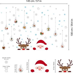 Walplus Santa and Rudolph with Baubles Double-Sided Christmas Window Stickers 83 Piece - Size: 0.2 x 100 x 145cm - Red - Wilko - thumbnail 7