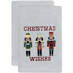 Noel Square Nutcracker White Hand Towel 2 Pack - Size: 66 x 41 x 1cm - Wilko