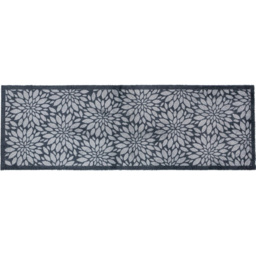 JVL Mega Grey Flowers Latex Backed Door Mat and Runner Set - Size: 150 x 57 x 4cm - Blue - Wilko - thumbnail 6
