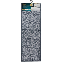 JVL Mega Grey Flowers Latex Backed Door Mat and Runner Set - Size: 150 x 57 x 4cm - Blue - Wilko - thumbnail 4