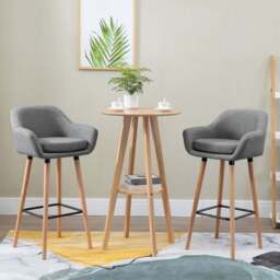 Portland Grey Upholstered Bar Stool Set of 2 - Wilko