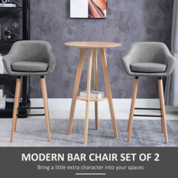 Portland Grey Upholstered Bar Stool Set of 2 - Wilko - thumbnail 5