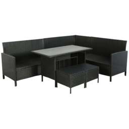 Home Garden Direct Thalia 8 Seater Black Rattan Corner Sofa Set with Polywood Table - Wilko - thumbnail 4