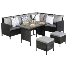 Home Garden Direct Thalia 8 Seater Black Rattan Corner Sofa Set with Polywood Table - Wilko - thumbnail 3