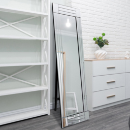 MirrorOutlet Milton Bevelled Corner Cheval Free Standing Mirror 150 x 40cm - Clear - Wilko - thumbnail 3