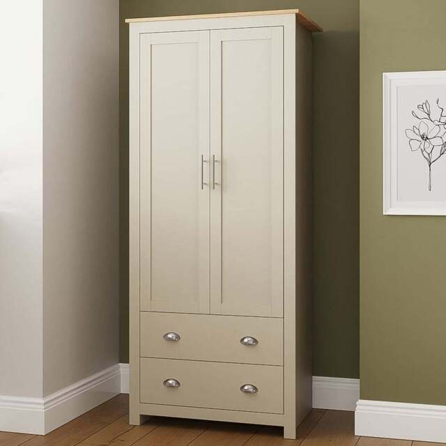 GFW Lancaster 2 Door 2 Drawer Cream Wardrobe - Size: 2 Door, 2 Drawer - Wilko - image 1