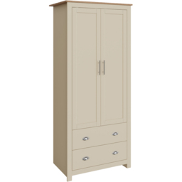 GFW Lancaster 2 Door 2 Drawer Cream Wardrobe - Size: 2 Door, 2 Drawer - Wilko - thumbnail 3