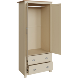 GFW Lancaster 2 Door 2 Drawer Cream Wardrobe - Size: 2 Door, 2 Drawer - Wilko - thumbnail 6