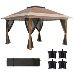 Outsunny 3.6 x 3.6m Brown Pop Up Gazebo with Netting and Wheeled Carry Bag - Wilko - thumbnail 4