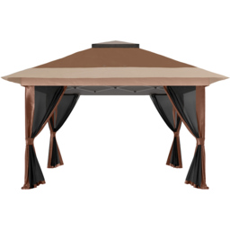 Outsunny 3.6 x 3.6m Brown Pop Up Gazebo with Netting and Wheeled Carry Bag - Wilko - thumbnail 3