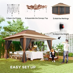Outsunny 3.6 x 3.6m Brown Pop Up Gazebo with Netting and Wheeled Carry Bag - Wilko - thumbnail 5