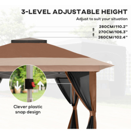 Outsunny 3.6 x 3.6m Brown Pop Up Gazebo with Netting and Wheeled Carry Bag - Wilko - thumbnail 6