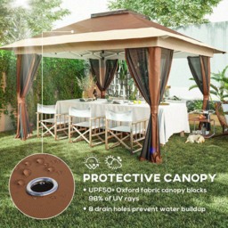 Outsunny 3.6 x 3.6m Brown Pop Up Gazebo with Netting and Wheeled Carry Bag - Wilko - thumbnail 7